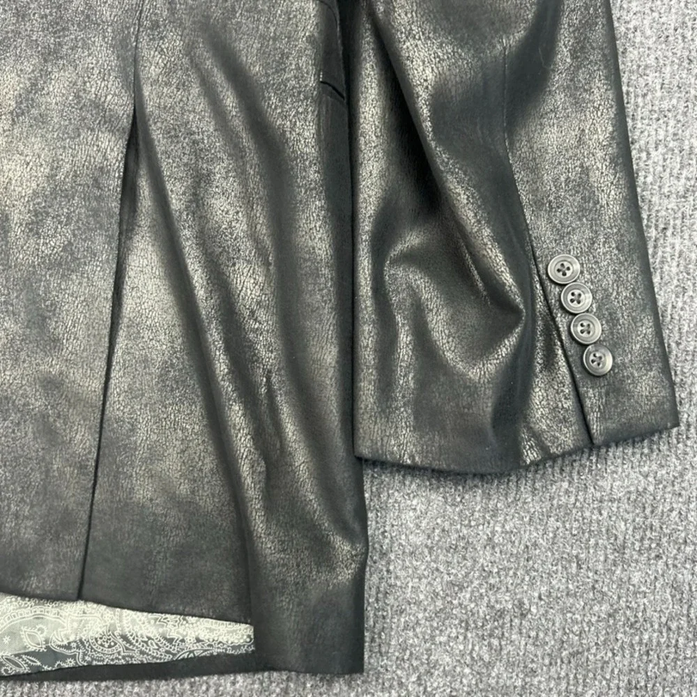 Cremieux Monet Sport Jacket Black Faux Suede Leather Paisley Soft Sz 50R